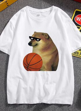 夏季新款短袖t恤学生沙雕柴犬Cheems狗子男女情侣T表情包定制衣服