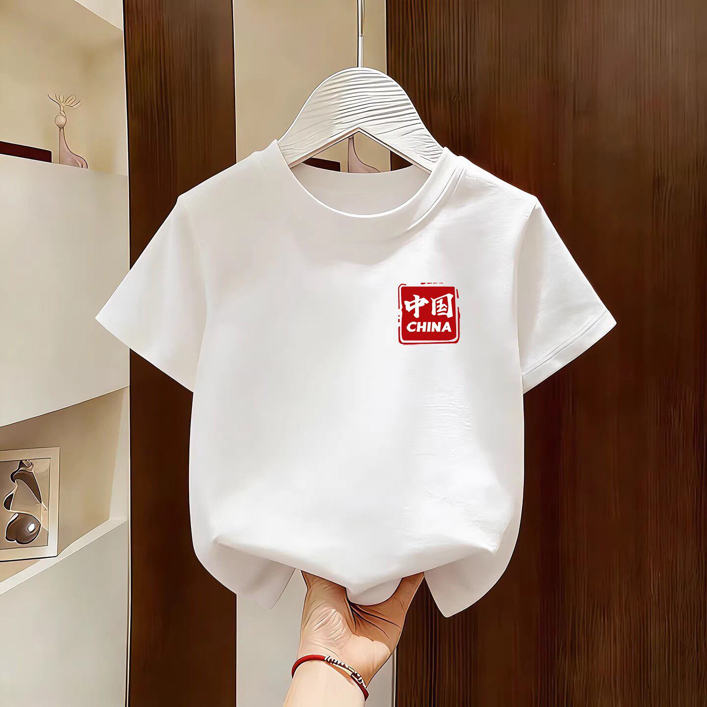 中国字样儿童纯棉短袖t恤中大童男女童2026新款国潮演出服半袖T恤