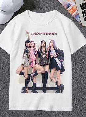 BLACKPINK女团周边应援短袖t恤女2025新款夏季学生宽松半袖上衣服