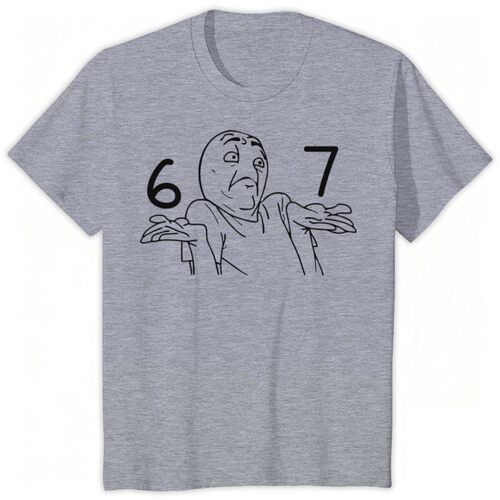 外贸funny six seven Emoticons67印花短袖T恤男女街头宽松衣服潮