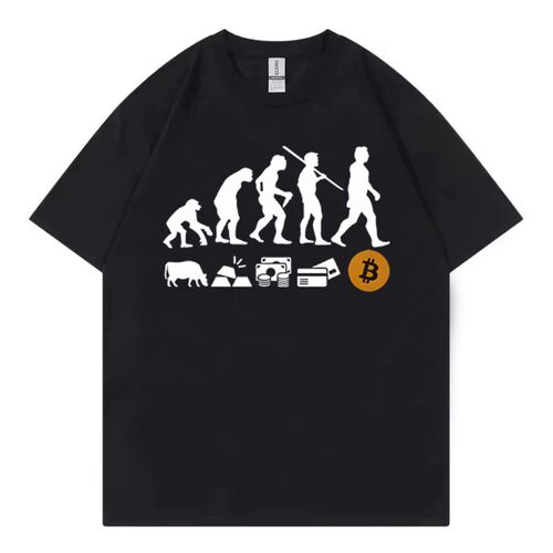 马斯克同款T恤货币进化比特币BTC短袖区块链男大码币圈定制衣服潮