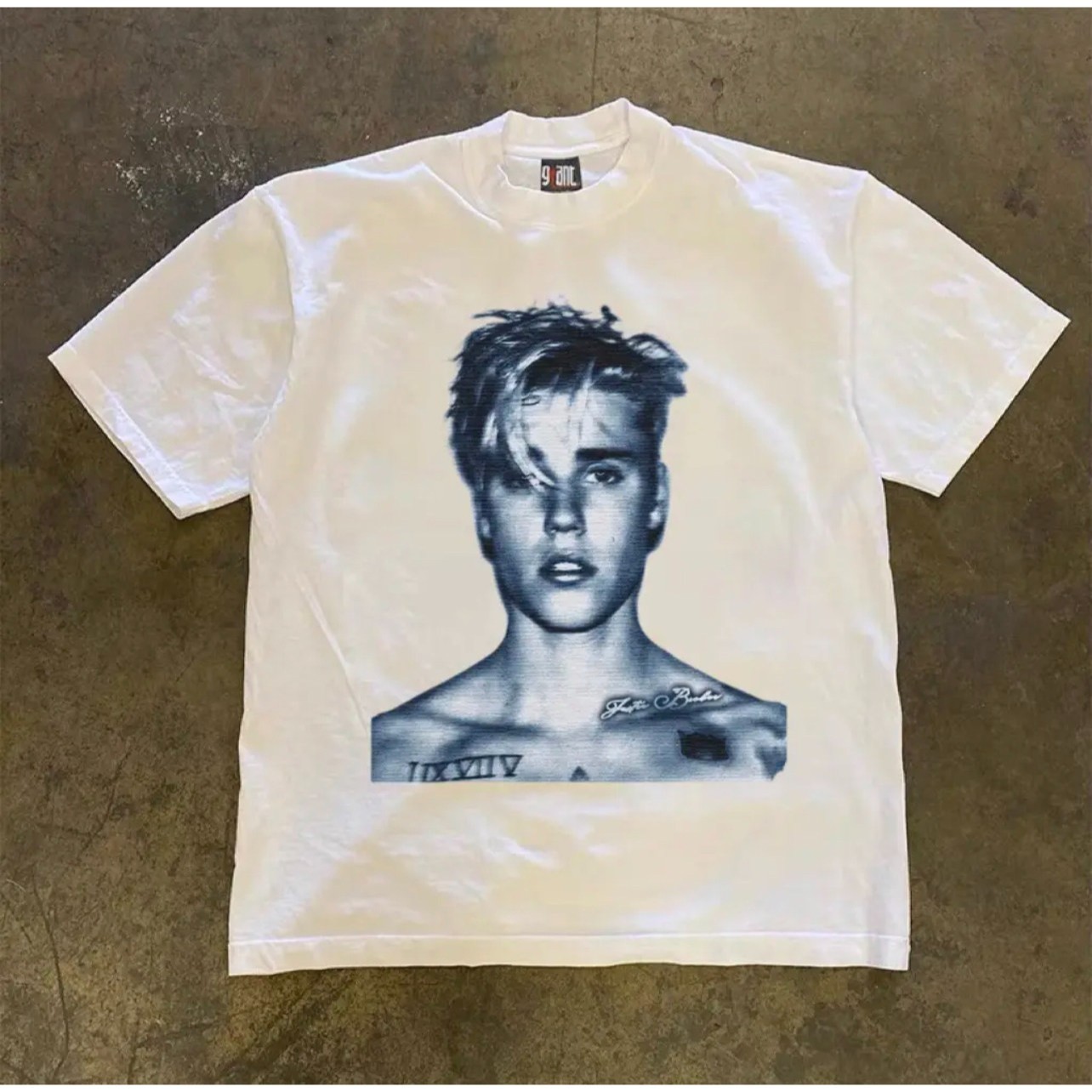 贾斯汀比伯justin bieber人像印花宽松潮牌短袖T恤衫男女定制衣服