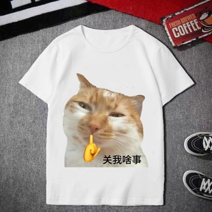 恶搞沙雕猫咪短袖t恤男女夏季2025新款T恤搞笑表情包学生抽象上衣