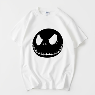 圣诞夜惊魂Jack杰克万圣节骷髅头短袖 T恤学生潮流圆领男女情侣t恤