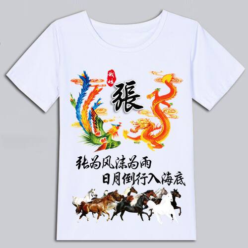 中国风百家姓氏龙凤呈祥T恤