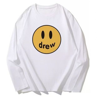 潮牌笑脸印花t恤男女装宽松欧美街头oversize长袖国潮情侣上衣服
