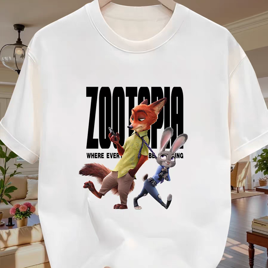 美式Zootopia疯狂动物城2印花T恤