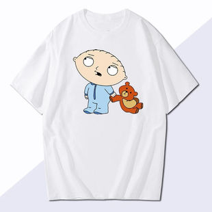 恶搞之家布莱恩饺子皮特盖酷家族短袖t恤男女学生宽松打底上衣潮T