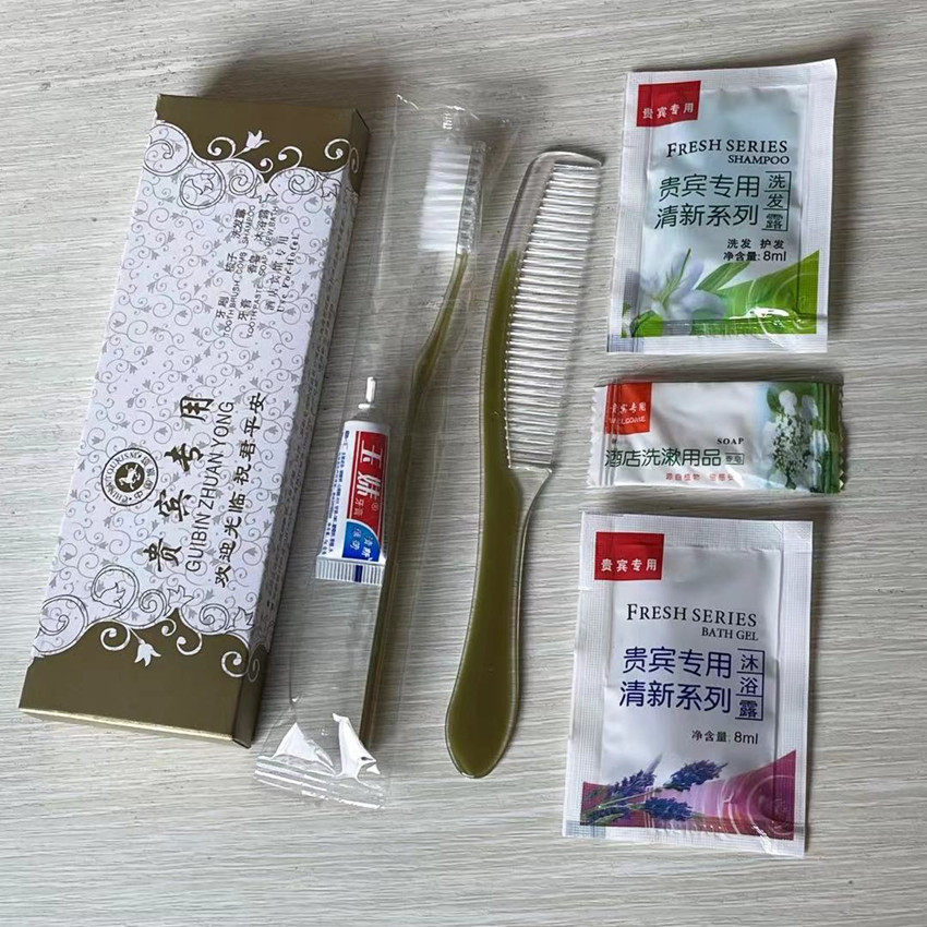 一次性六件套牙刷牙膏酒店专用洗漱用品套装宾馆软毛牙具六合一
