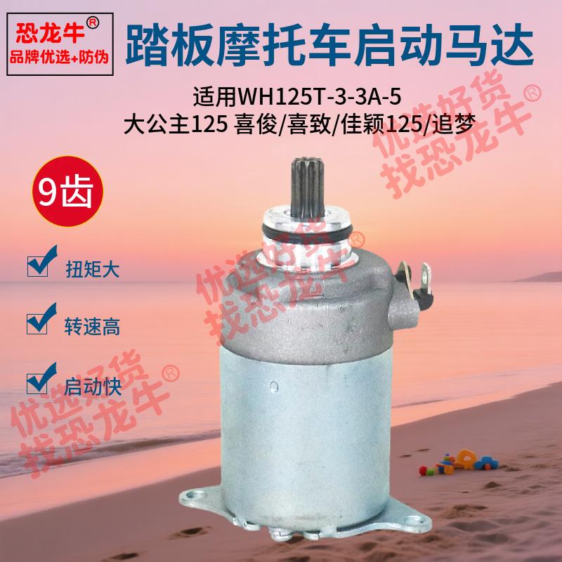 踏板摩托车启动电机9齿马达适用WH125T-3-3A-5本田公主喜俊佳颖