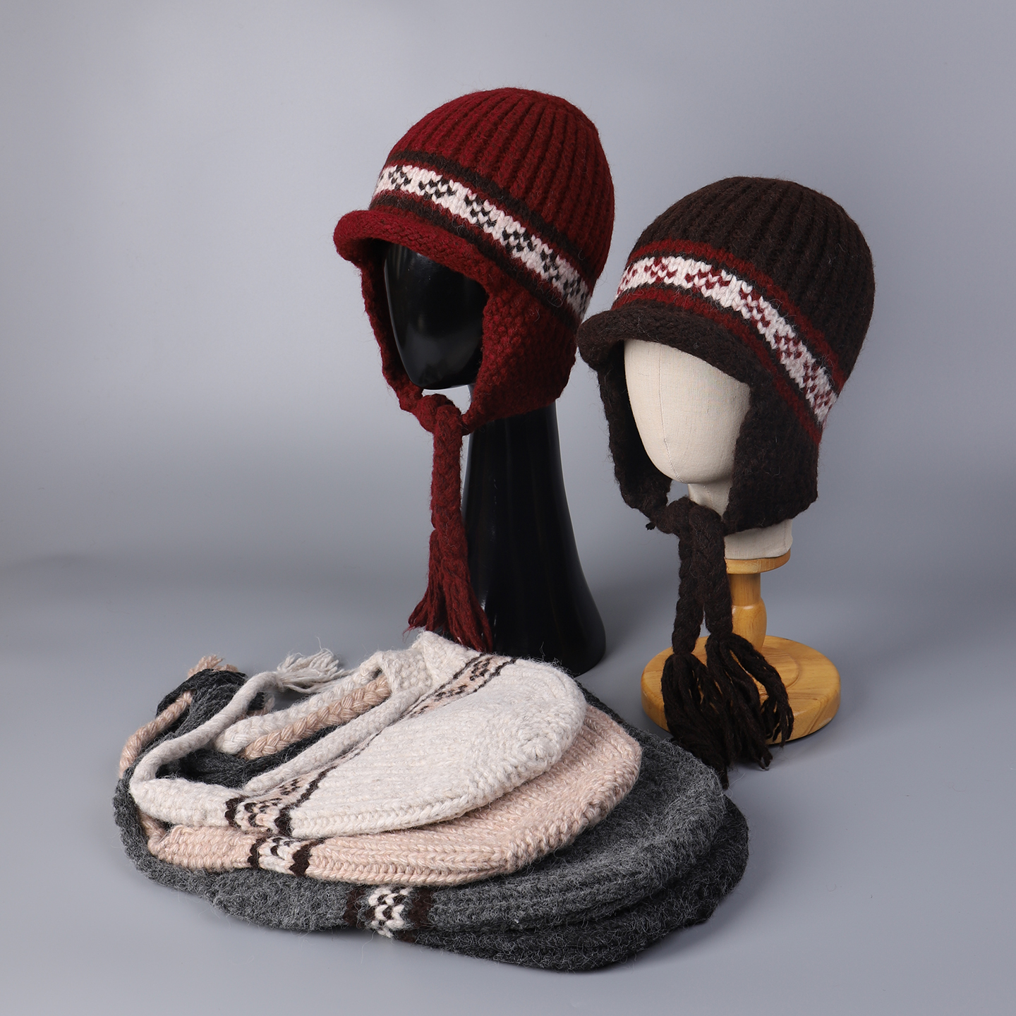 冬季新款民族风护耳帽百搭时尚户外保暖休闲毛线帽出游防寒帽子女