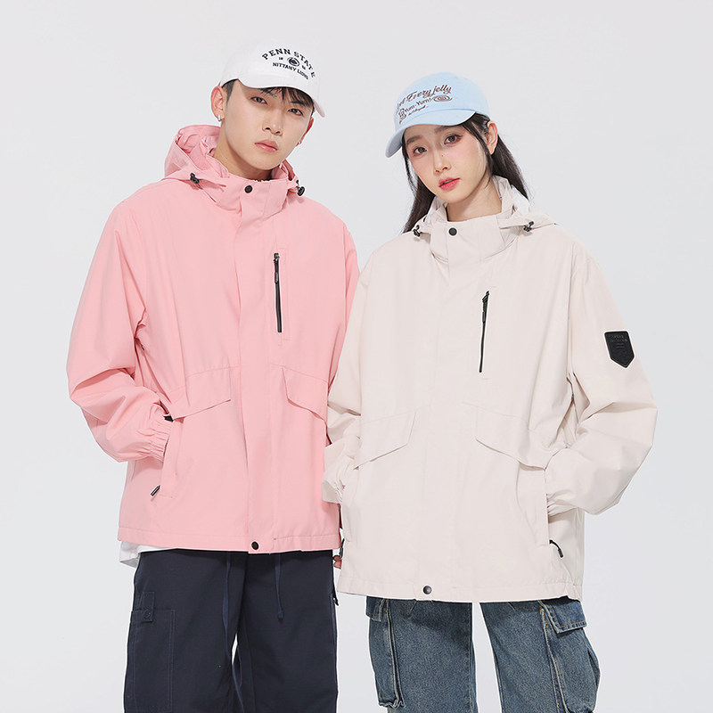 NOT UGLY店铺叁佰TTBRO户外连帽情侣防水冲锋衣工装宽松夹克外套