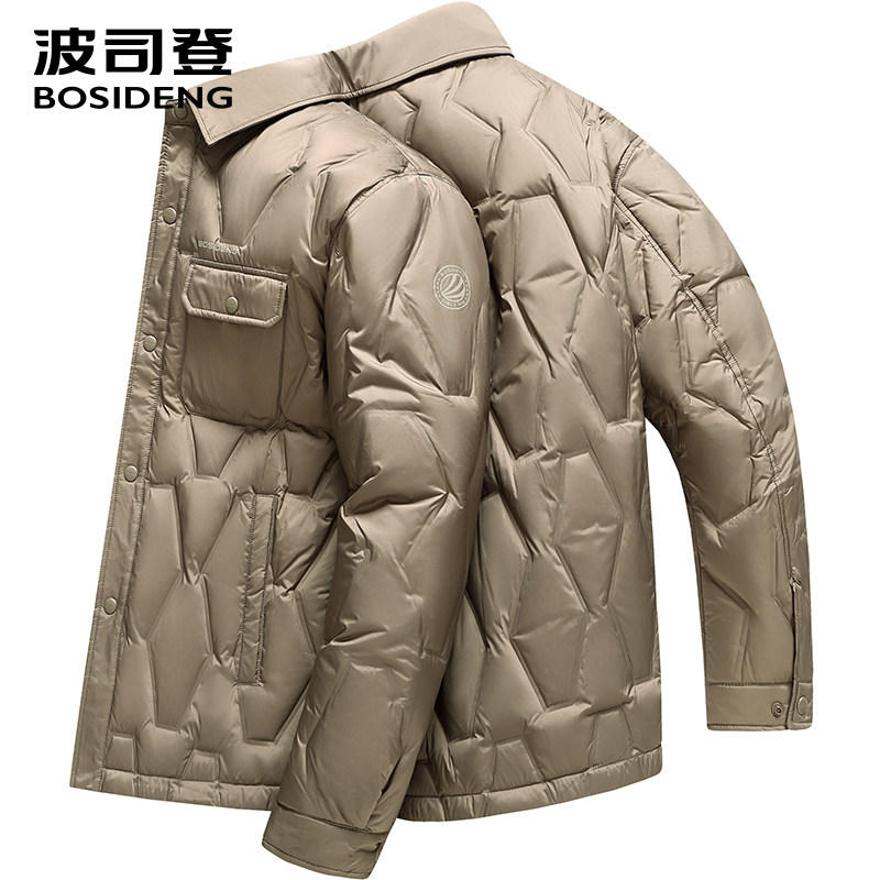 波司登2026新款羽绒服男短款衬衫式翻领时尚冬轻薄外套B2501