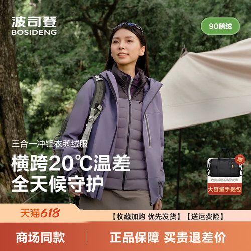 情侣新款鹅绒保暖三合一冲锋衣