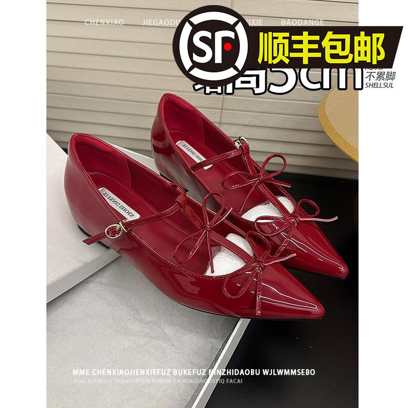 羊皮版隐形内增高鞋子玛丽珍鞋女