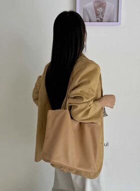 胎羊皮托特包小众质感单肩女包轻