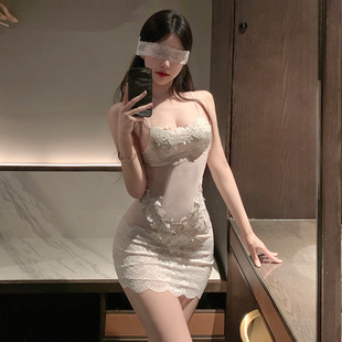 霏慕水溶蕾丝法式吊带睡裙女2025新款秋季性感睡衣半透轻熟御姐qq