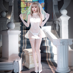 霏慕修女欲念祷告网衣制服长筒袜性感黑丝连体网袜情趣禁欲系白丝