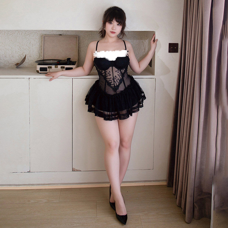 霏慕法式轻奢钢圈马甲裙性感睡裙女吊带大码裙子胖MM胖妹睡衣秋冬