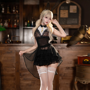 霏慕兔子小姐执事礼服连衣裙女2025新款夏季黑色裙子轻熟小众性感