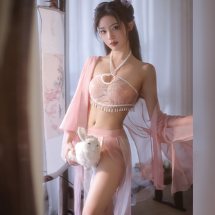 霏慕超仙汉服女夏季性感古风睡衣珍珠肚兜分片绑裙装披帛十二破裙