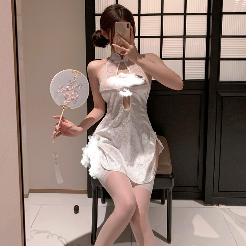 霏慕秀雅美人开叉旗袍睡裙女2025新款夏季纯欲风性感睡衣高级感qq