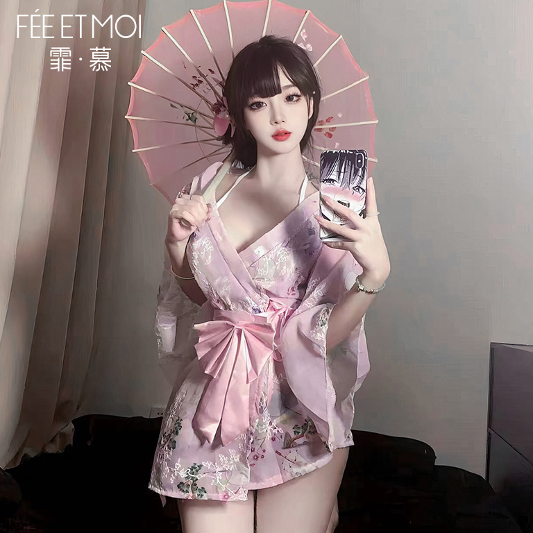 霏慕神明之约刺绣印花和服睡衣女