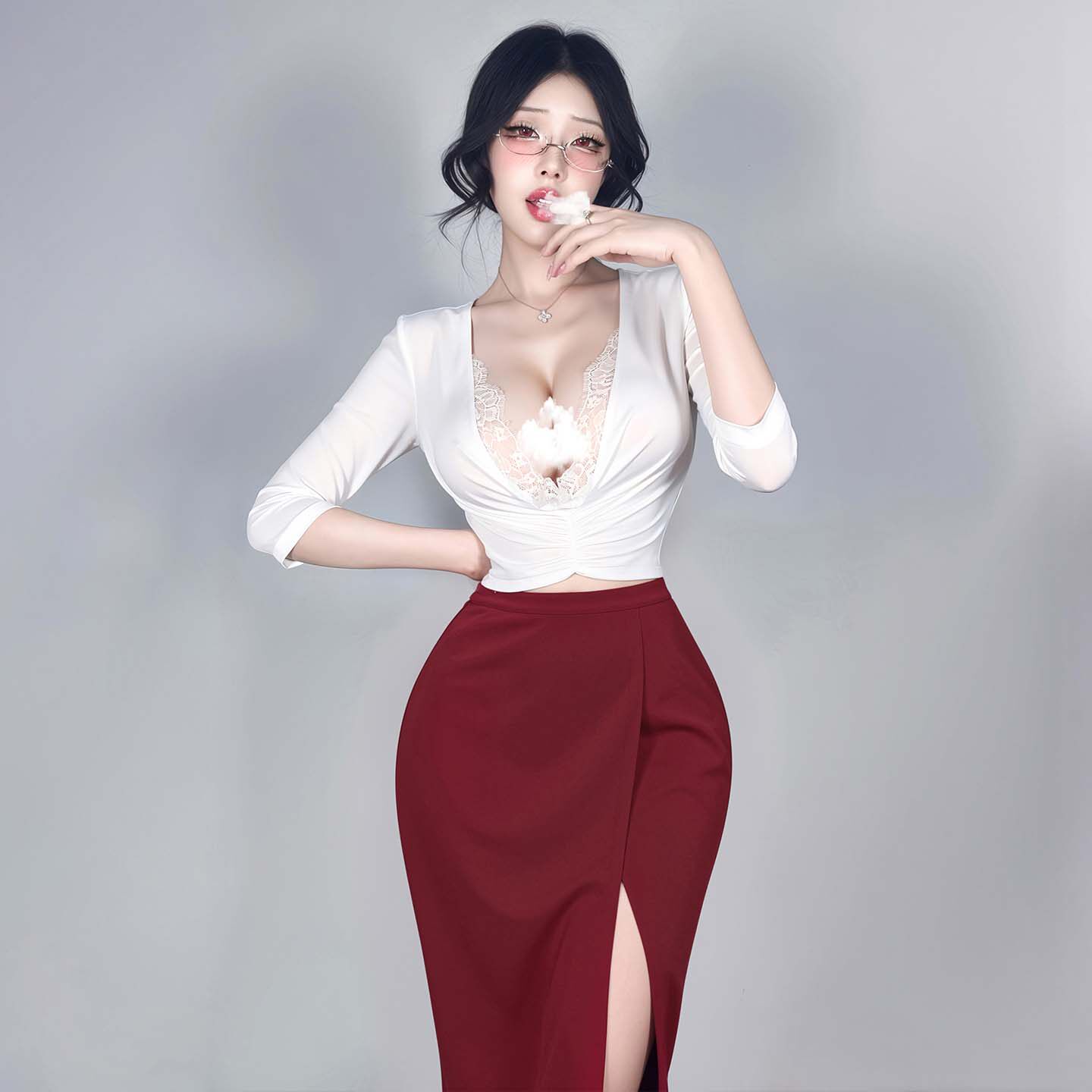 霏慕半熟告白深V露沟秘书套装裙子女2026新夏季又酷又飒减龄轻熟