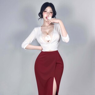 霏慕半熟告白深V露沟秘书套装裙子女2026新夏季又酷又飒减龄轻熟
