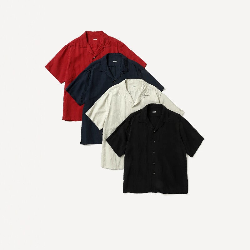 A.PRESSE Silk S/S Open Collar Shirt 26SS真丝亚麻水洗开襟衬衫 - 实物图