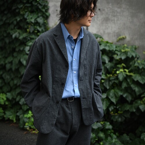 HERILL黑色青年布工装西服夹克