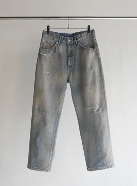 ANCELLM DENIM STRAIGHT 5P PANTS 24AW 130z五袋直筒破坏牛仔裤