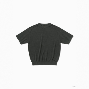 BATONER HEMP BLOWSING T-Shirt 26SS 26SS 宽松纯色针织短袖T恤