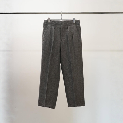 ANCELLM羊毛亚麻混纺毛边西装裤