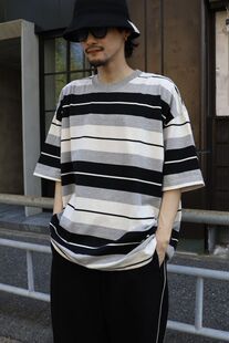 COOTIE PANEL BORDER S/S TEE 24SS 天竺棉针织条纹宽松短袖T恤