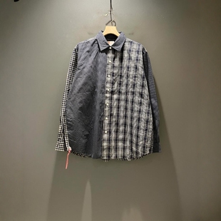 LOOSE SHIRT 25AW BEAMS 衬衫 CRAZY 日产红绳拼接格纹长袖 JAPAN