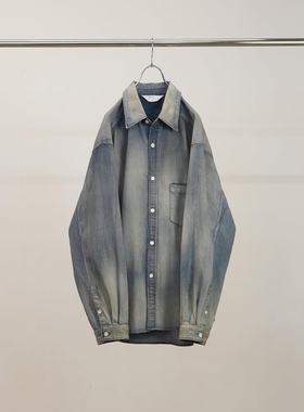 ANCELLM DENIM DRESS SHIRT 26SS 手做水洗染色宽松口袋牛仔衬衫
