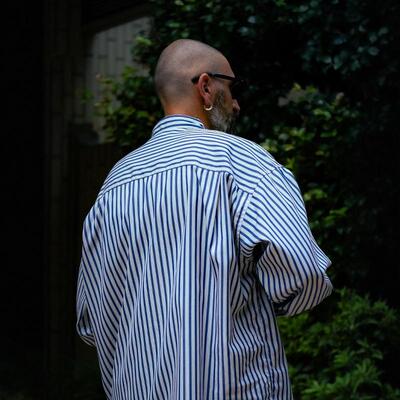 COOTIE匹马棉宽松条纹长袖衬衫