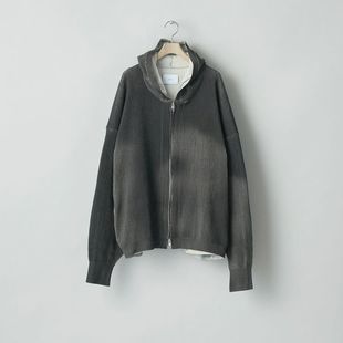 ssstein Discoloration Rib Knit Zip Hoody25SS褪色褶皱针织帽衫