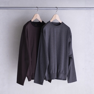 BATONER BLOUSING CREW NECK L/S T 26AW 宽松休闲圆领长袖T恤