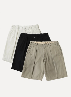 A.PRESSE Vintage Chino Shorts 26SS 复古做旧水洗打褶卡其短裤