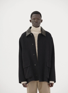 AURALEE MELTON HAND SEWN BLOUSON 25AW 羊绒梅尔顿毛呢皮领夹克