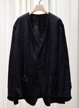 COMOLI Linen satin collarless jacket 25SS 亚麻无领插兜夹克