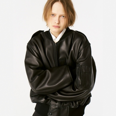 HERILL复古羊皮麂皮宽松飞行夹克