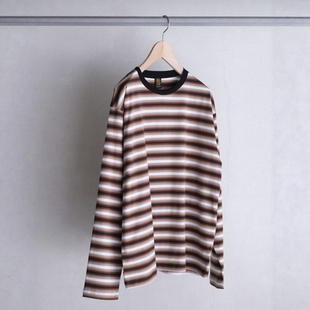 BATONER GRADATION CREW NECK L/S T 26AW 渐变条纹圆领长袖T恤