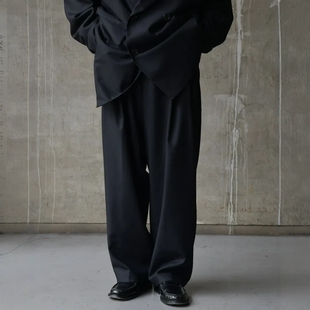 TWILL 羊毛混双褶阔腿休闲裤 26SS TROUSERS COOTIE TUCK