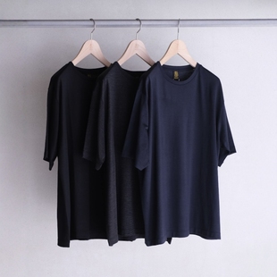 BATONER WOOL T-SHIRT 26AW 定番极细羊毛休闲纯色圆领短袖T恤