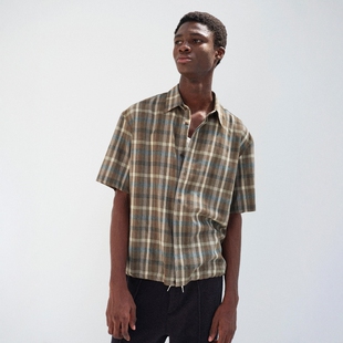 AURALEE SUPER TROPICAL WOOL CHECK SHIRT 26SS羊毛格纹短袖衬衫