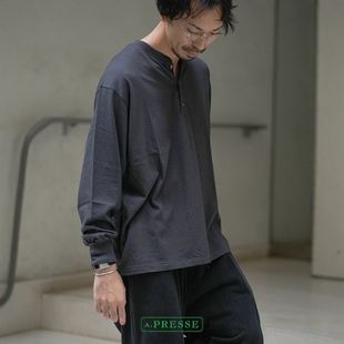 25AW克什米尔羊毛亨利领长袖 A.PRESSE Henley Blend T恤 Cashmere
