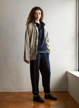 HERILL Linen Duffel Jacket 26SS 全亚麻粗呢皮领口袋工装夹克